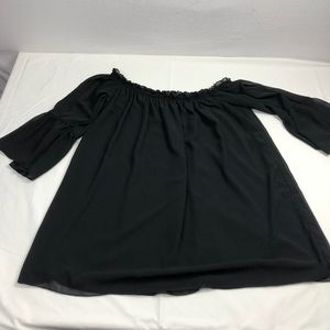 Zanzea Collection Black Off The Shoulder Ruffle‎ Bell Sleeve Chiffon Top XXXL